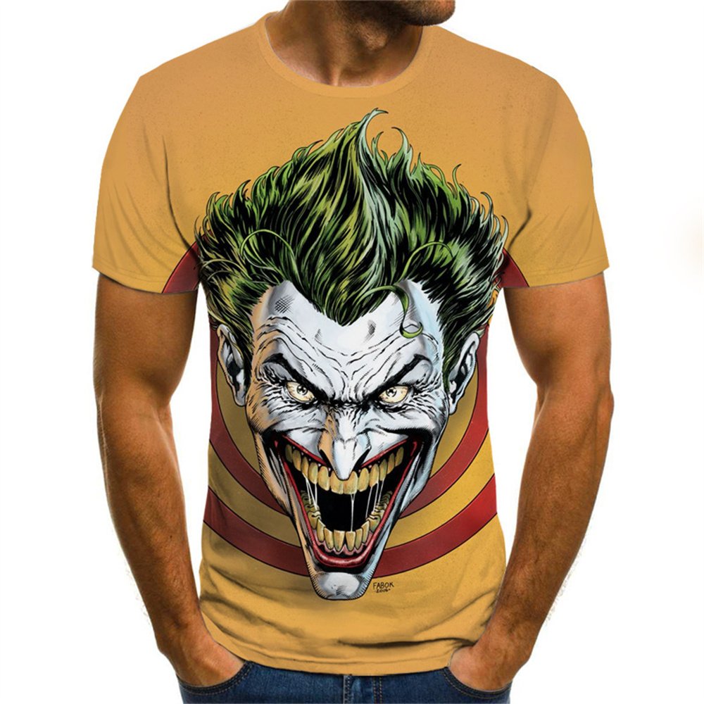 Funny clown T-shirt men's clown face tops 3D printed fashion short-sleeved cool clown shirt round neck fashion men's T-shirt 3 Funny clown T-shirt men's clown face tops 3D printed fashion short-sleeved cool clown shirt round neck fashion men's T-shirt 3