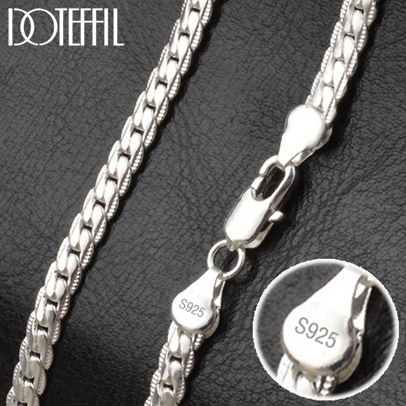 DOTEFFIL 925 Sterling Silver 8/16/18/20/22/24 Inch 6mm Side Chain Necklace Bracelet For Woman Men Fashion Charm Wedding Jewelry 3 DOTEFFIL 925 Sterling Silver 8/16/18/20/22/24 Inch 6mm Side Chain Necklace Bracelet For Woman Men Fashion Charm Wedding Jewelry 3