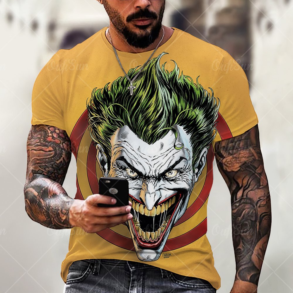 Summer Fashion Men/Women 3D Printing Dark Evil Clown Pattern T-Shirt Street Personality Trend Wild Loose Oversized Short-Sleeved 5 Summer Fashion Men/Women 3D Printing Dark Evil Clown Pattern T-Shirt Street Personality Trend Wild Loose Oversized Short-Sleeved 5