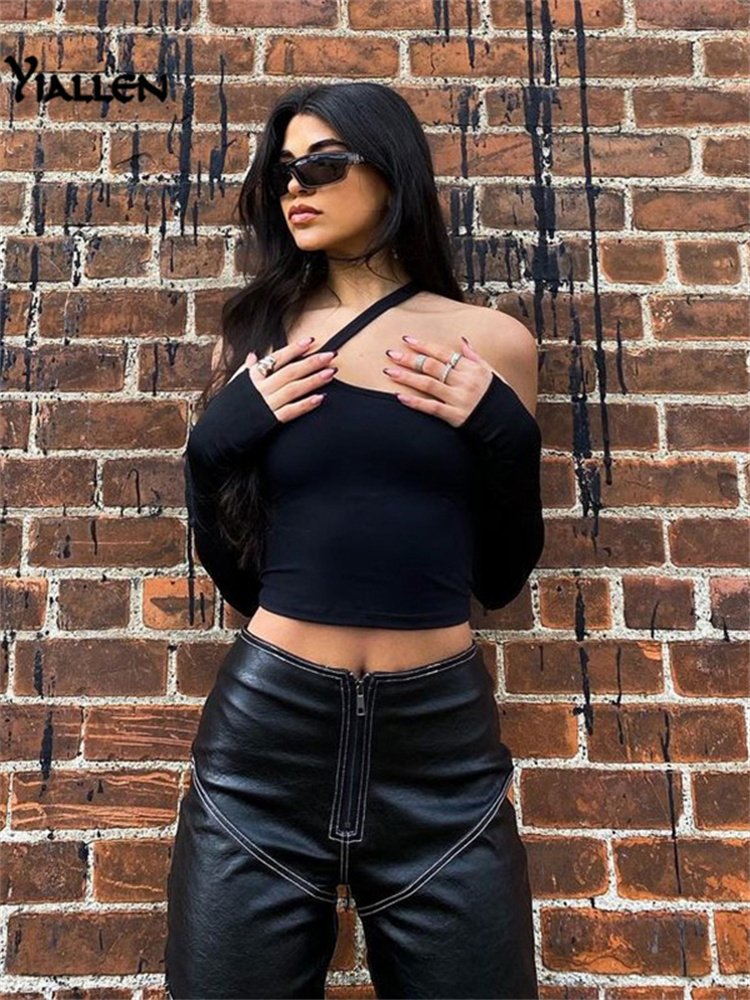 Yiallen Autumn Fashion Casual Slim Solid Removable Sleeves Halter T Shirt For Women New Streetwear Wild Basic Female Top Hot 3 Yiallen Autumn Fashion Casual Slim Solid Removable Sleeves Halter T Shirt For Women New Streetwear Wild Basic Female Top Hot 3