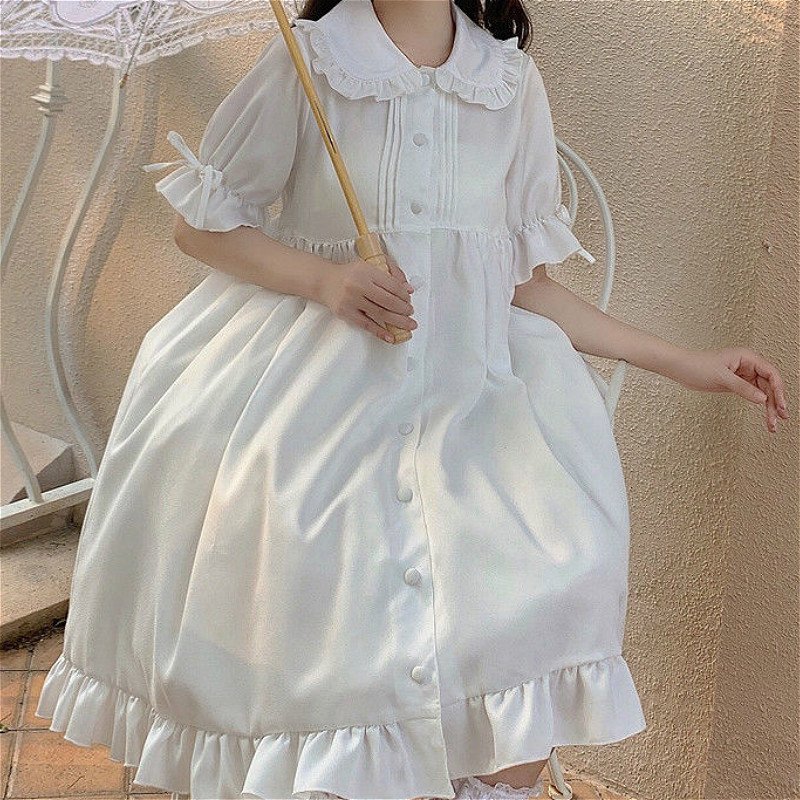 Dresses Women Japanese Style Sweetie Loose All-match Students Kawaii Comfortable Solid Trendy Knee-length Popular Lovely Summer 4 Dresses Women Japanese Style Sweetie Loose All-match Students Kawaii Comfortable Solid Trendy Knee-length Popular Lovely Summer 4